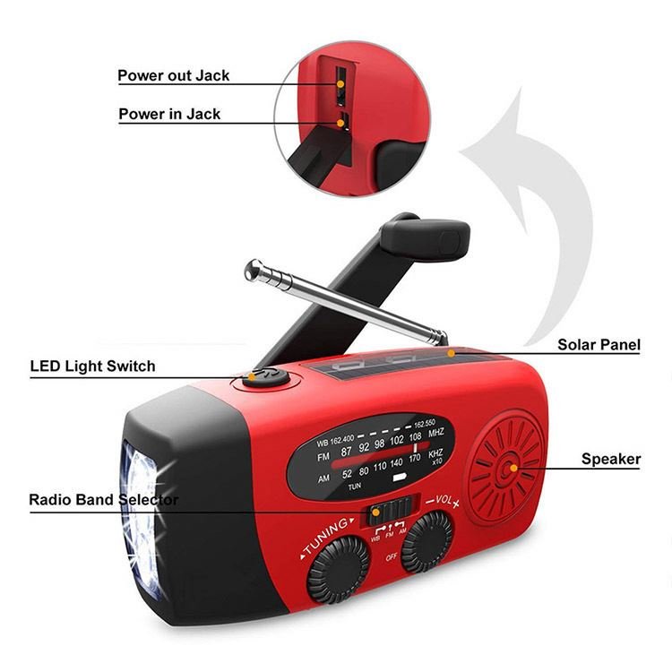 Hot Multi-Function Radio Solar Usb Rechargeable Hand Wb Band Radio Accessories