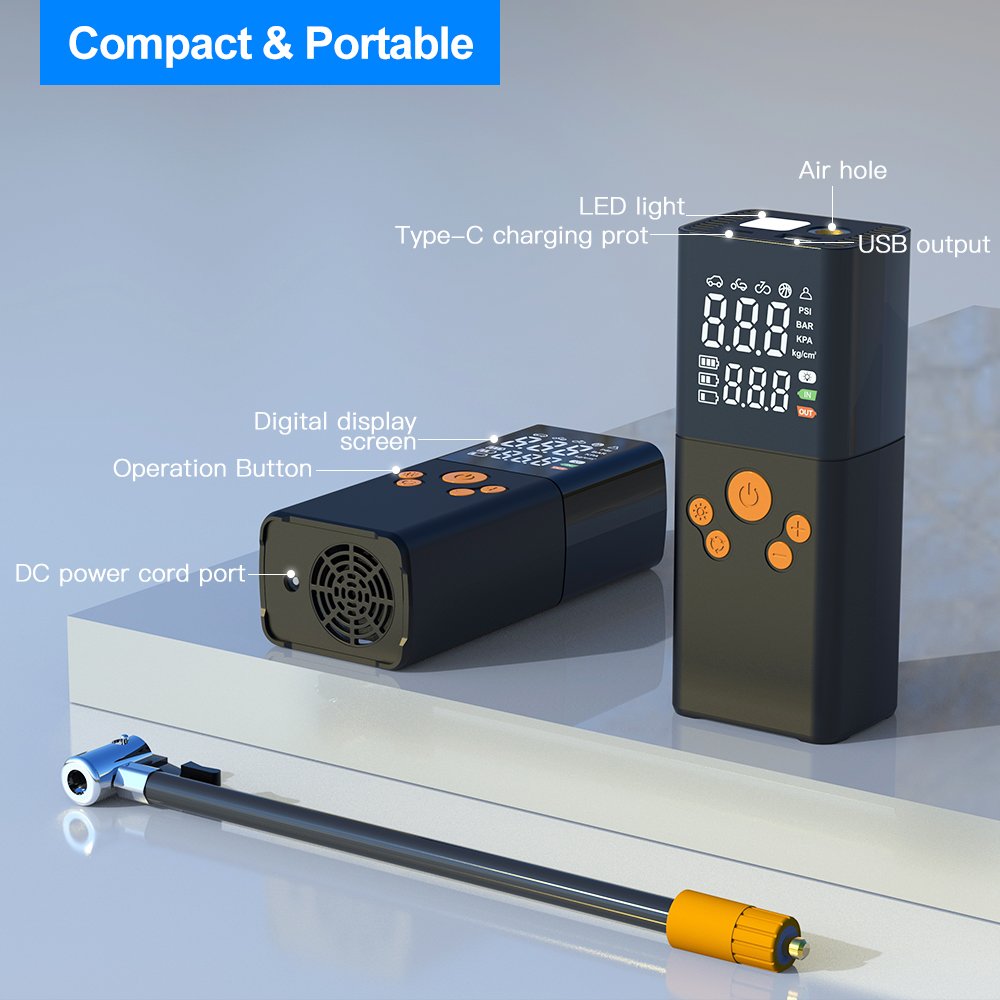 New mini portable battery cordless rechargeable Wireless car air pump compressor for car tires digital tire tyre inflators