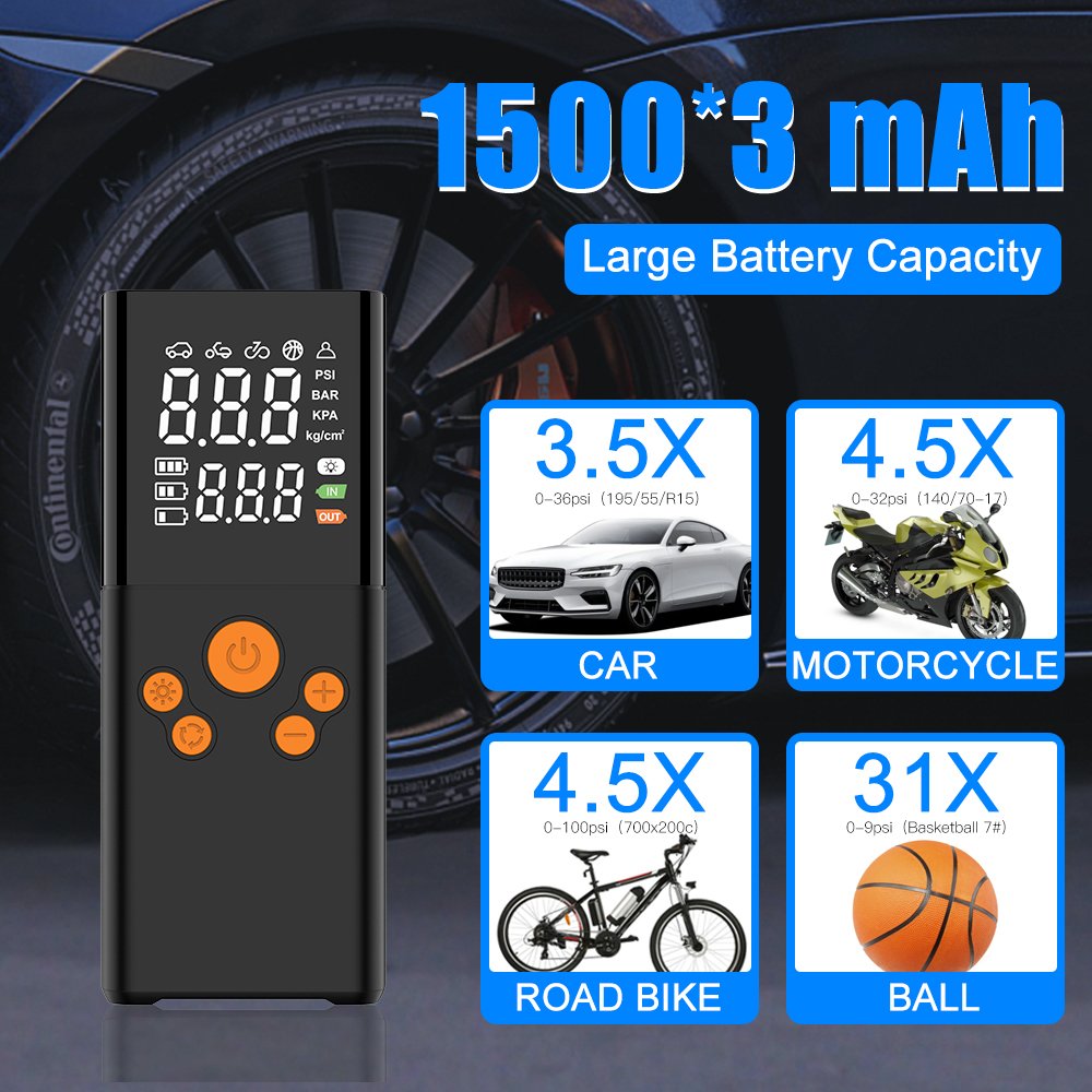 New mini portable battery cordless rechargeable Wireless car air pump compressor for car tires digital tire tyre inflators