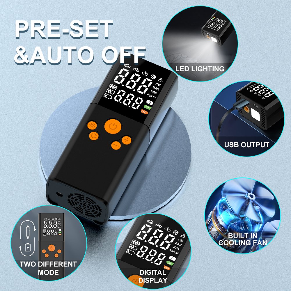 New mini portable battery cordless rechargeable Wireless car air pump compressor for car tires digital tire tyre inflators