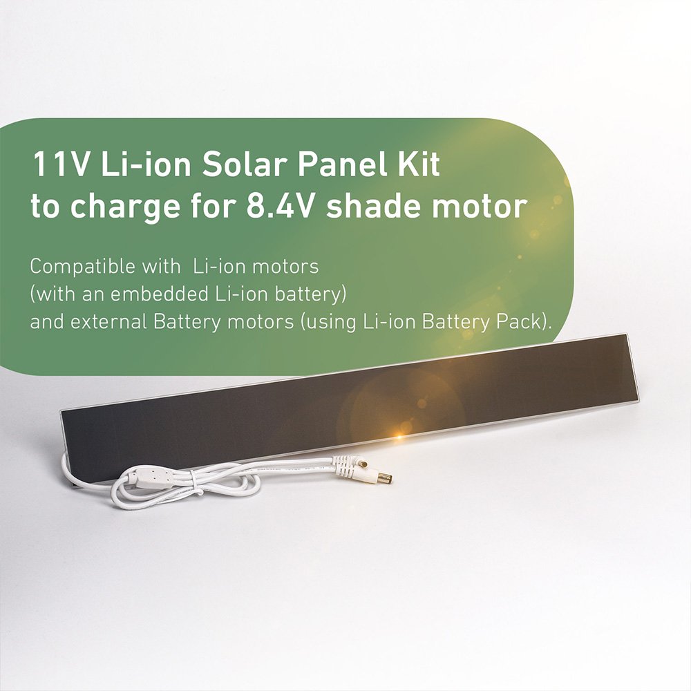 Li-ion Solar Panel Kit - Solar Panel Power for Motorized Shades Blinds and Curtains - 8.4V Easy to Install