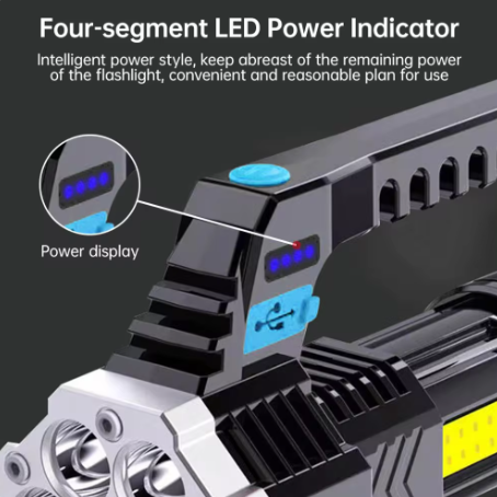New COB Seven-Core Strong light Super Bright Portable Handhold Abs Body Usb Rechargeable Led Torches Light Tactical Flashlight