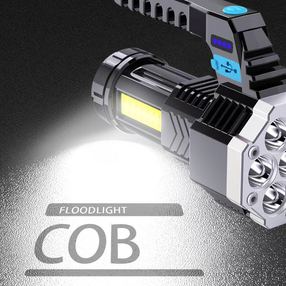 New COB Seven-Core Strong light Super Bright Portable Handhold Abs Body Usb Rechargeable Led Torches Light Tactical Flashlight
