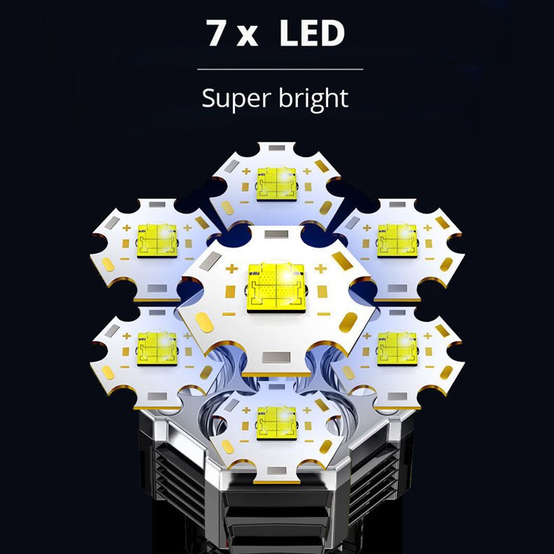 New COB Seven-Core Strong light Super Bright Portable Handhold Abs Body Usb Rechargeable Led Torches Light Tactical Flashlight