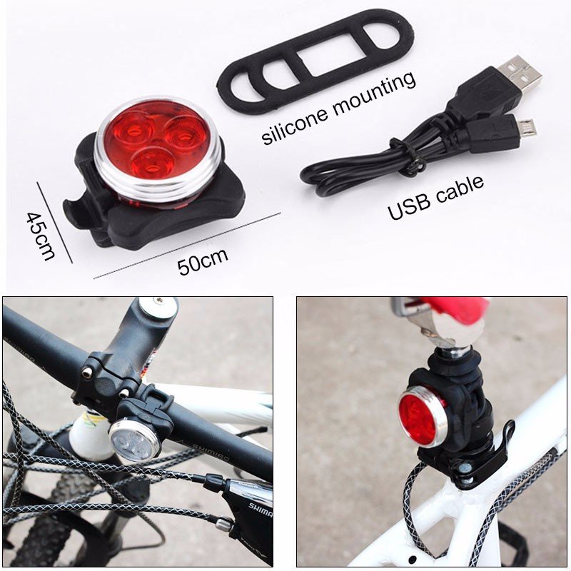 Super Bright LED USB Rechargeable Bike Light Set Headlight Taillight Combinations USB Bike Light
