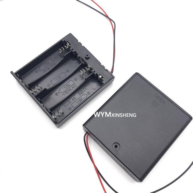 4-Slot DIY Series Connection AA Battery Case Holder and Storage Box with Switch for Lighting Accessories