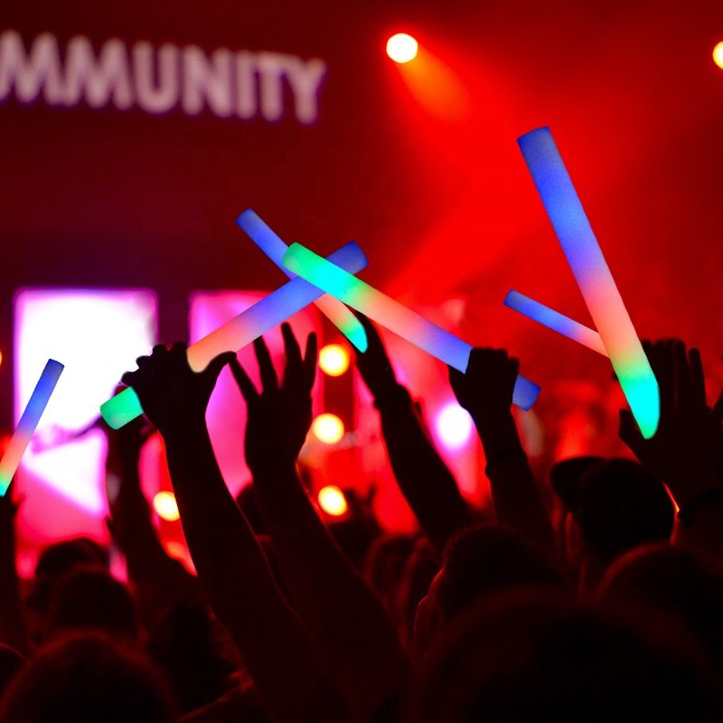 Flashing White Light Up Glow Led Logo Concert Luminous Wedding Multi Color Custom Foam Sticks for Party