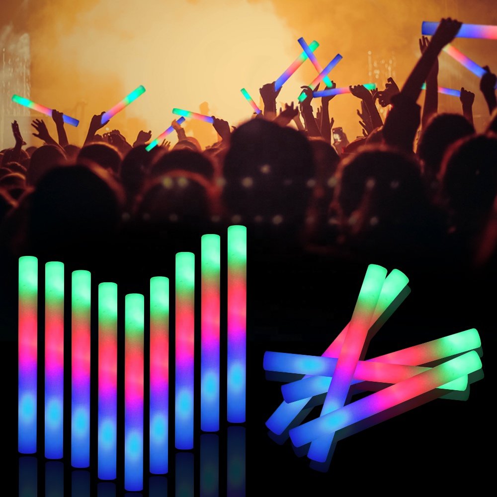 Flashing White Light Up Glow Led Logo Concert Luminous Wedding Multi Color Custom Foam Sticks for Party