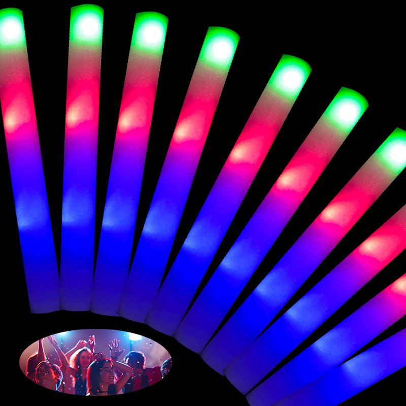 Flashing White Light Up Glow Led Logo Concert Luminous Wedding Multi Color Custom Foam Sticks for Party