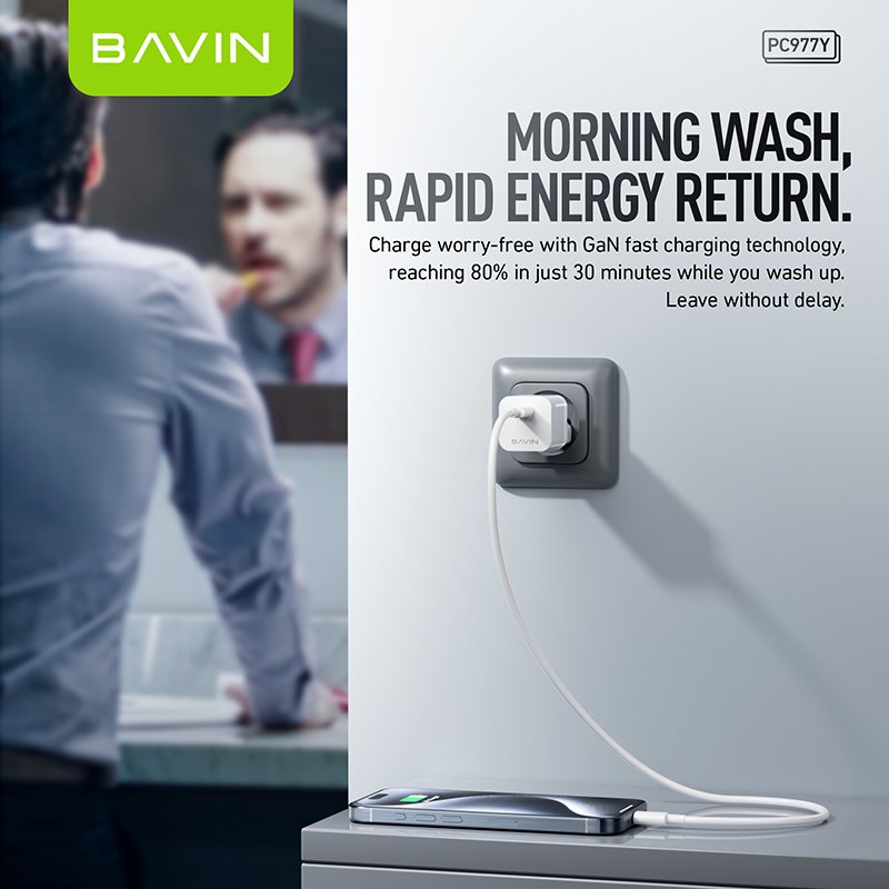 BAVIN mobile charger factory PC977Y PD30w plug eu us android usb c fast charging wall mobile phone chargers