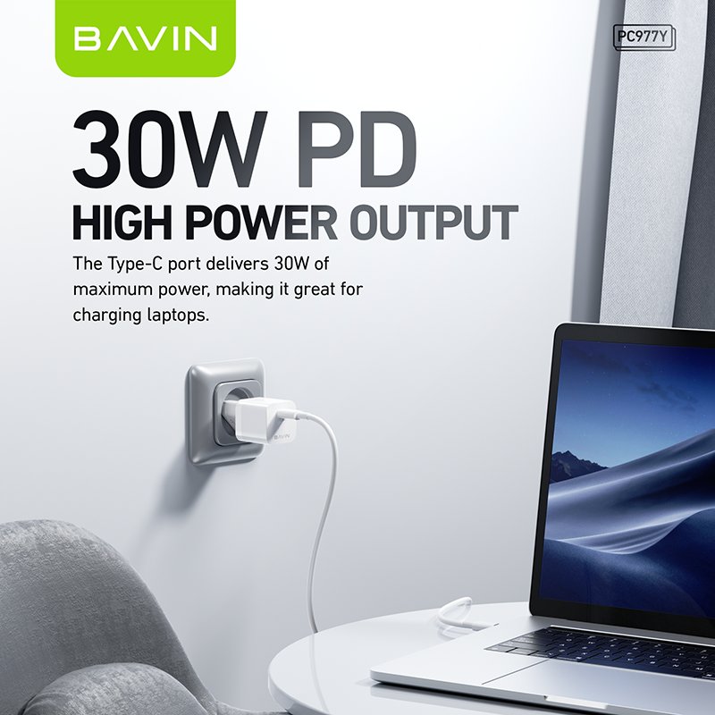 BAVIN mobile charger factory PC977Y PD30w plug eu us android usb c fast charging wall mobile phone chargers