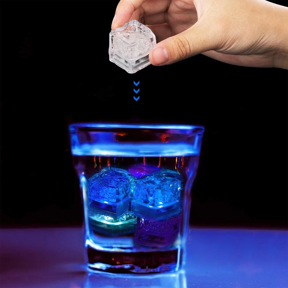 Waterproof Led Light Ice Cubes Multi Color Party Decoration Supplies Flashing Water Activated Luminous Led Ice Cube