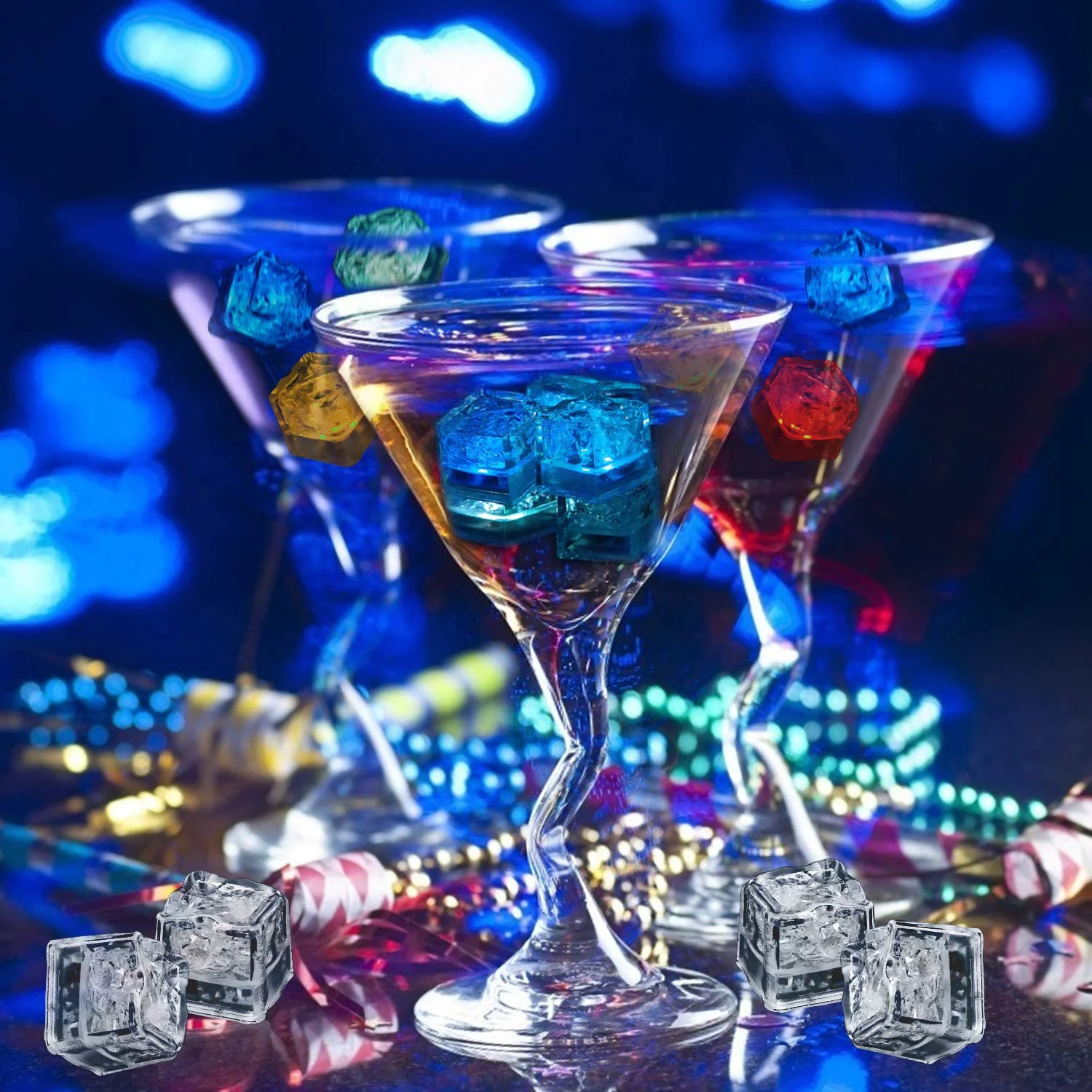 Waterproof Led Light Ice Cubes Multi Color Party Decoration Supplies Flashing Water Activated Luminous Led Ice Cube
