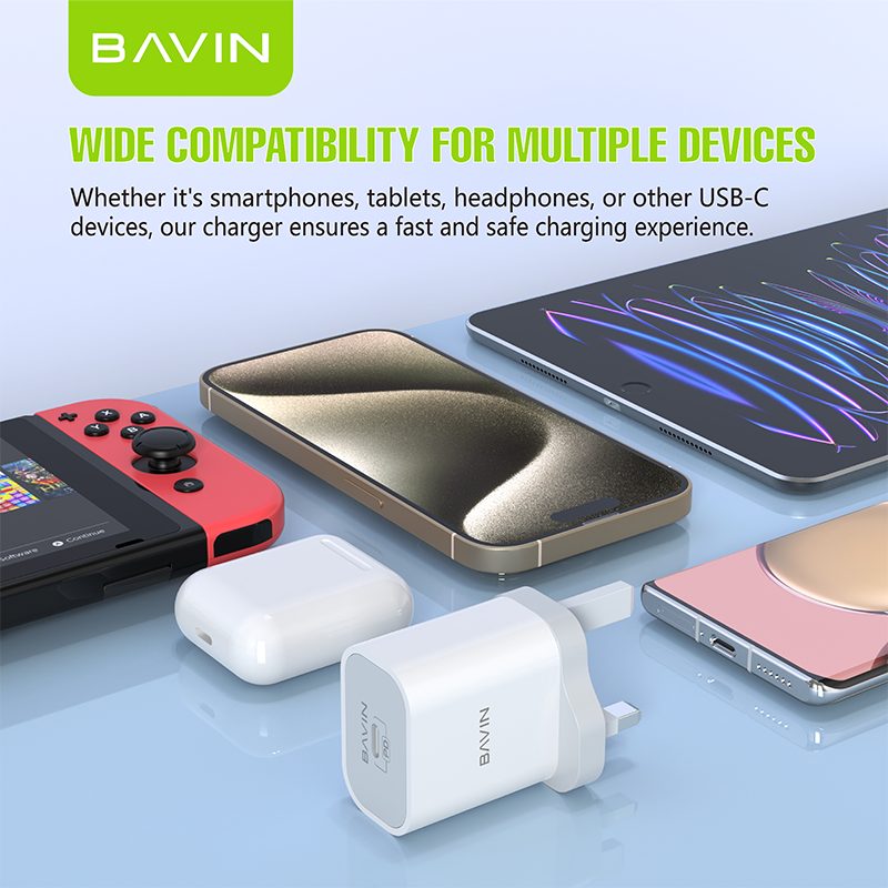 BAVIN wholesale high quality PC850E pd 20w plug us eu type c usb c wall mobile cell phone fast charging charger