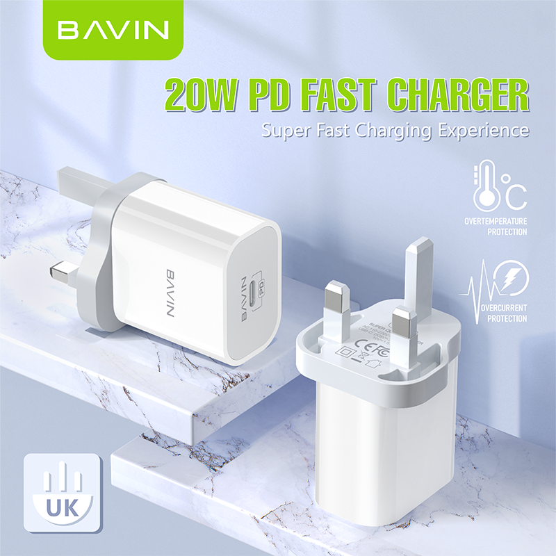 BAVIN wholesale high quality PC850E pd 20w plug us eu type c usb c wall mobile cell phone fast charging charger