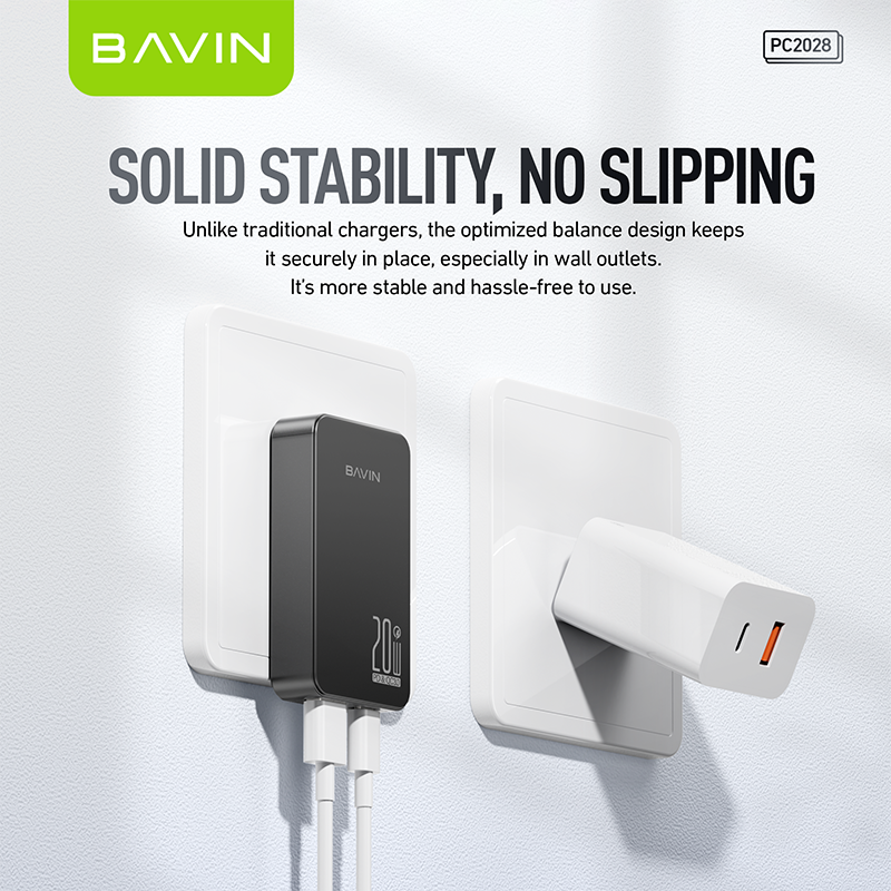 BAVIN PC2028 thin light PD 20w 2 port usb type c mobile phone accessories wall charger with charging cable