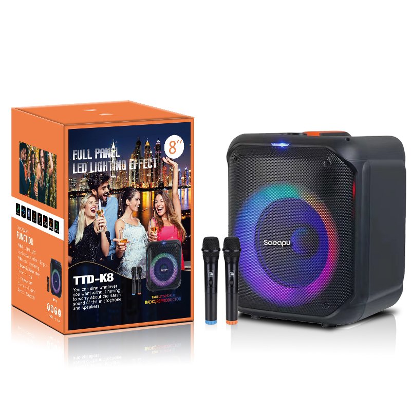 Partybox Portable Outdoor Speaker Karoke Speaker Plastic Active Loud Speaker Music Player Audio System Party 8 Inch