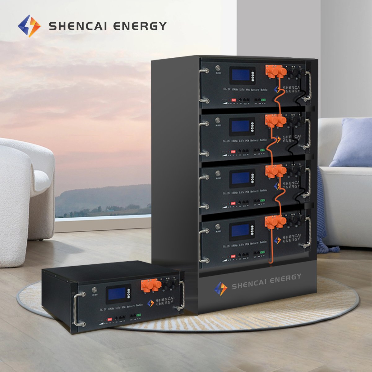 Solar lithium battery wall mounted power box 51.2V 100AH lifepo4 battery metal shell storage DIY box jk bms