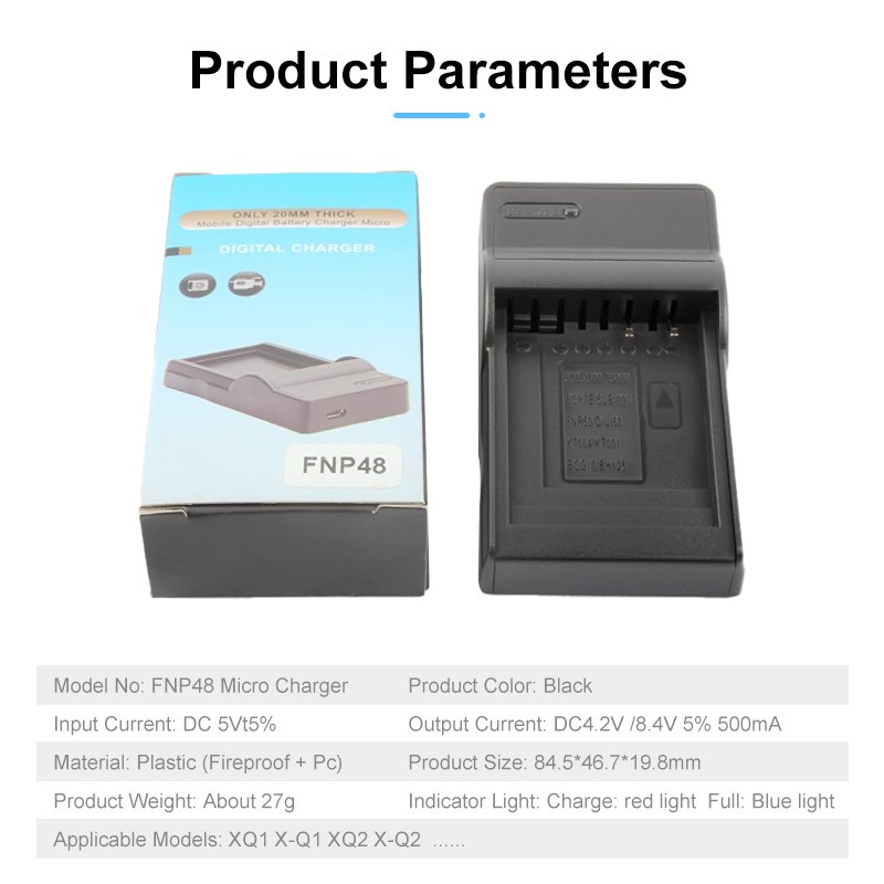 FNP-48 Battery USB Charger With Indicator Light Charger BC-48 FNP48 FNP-48 Single Charger for Fujifilm XQ1 X-Q1 XQ2 X-Q2 Cameras
