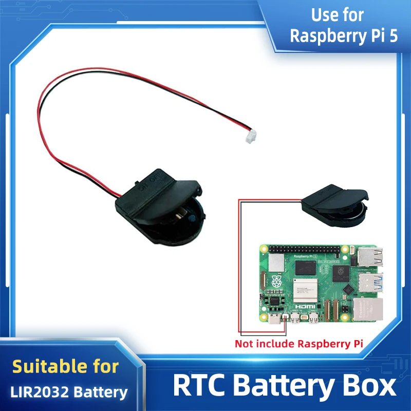 Raspberry Pi 5 RTC Module Battery Box Real Time Clock Holder for RPI 5 Pi5 (CR2032 Battery is not included)