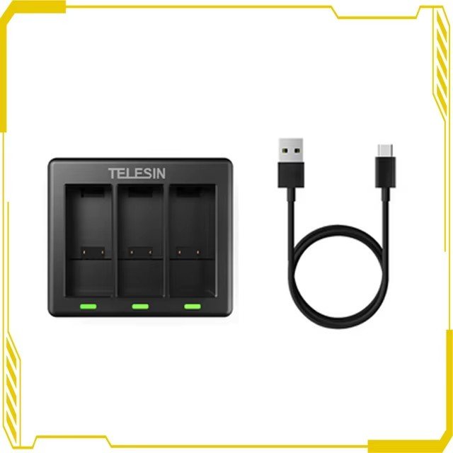 TELESIN 3 Ways Battery Charger For GoPro 9 10 11 LED Light Charging for GoPro Hero Black 11 10 9 Action Camera Accessories