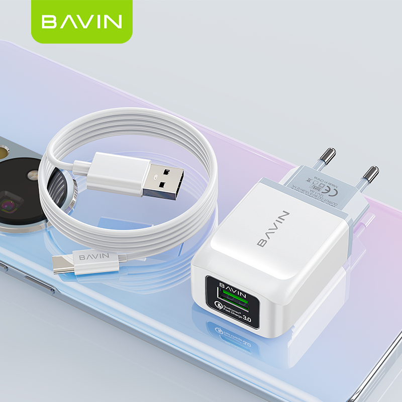 BAVIN custom wholesale PC388Y QC3.0 FCP AFC 3.1A EU usb wall mobile phone fast charging charger