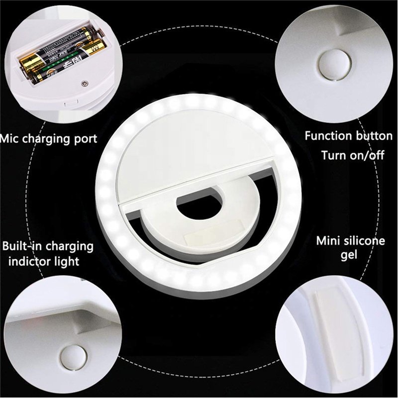 2023 camera mobile phone X accessories fill-in light led selfie ring light mini led circle ring light