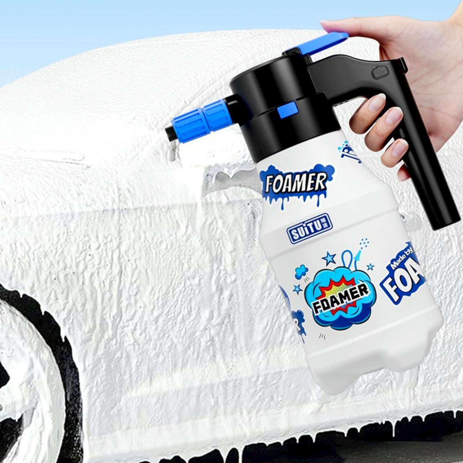 1.5L Electric Car cleaning Foam Sprayer Battery Powered Foam Sprayer for Car Wash with USB Rechargeable with color box