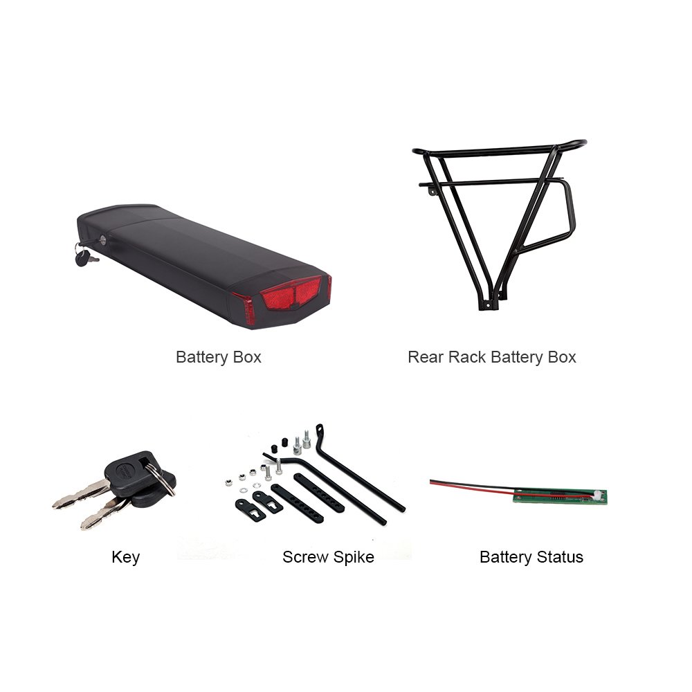 ChamRider Rear Rack RB-3 Ebike Battery Case,Electric Bike Battery Box,Double Layer,Luggage Rack,Reention, 10S5P,13S4P ,48V,36V