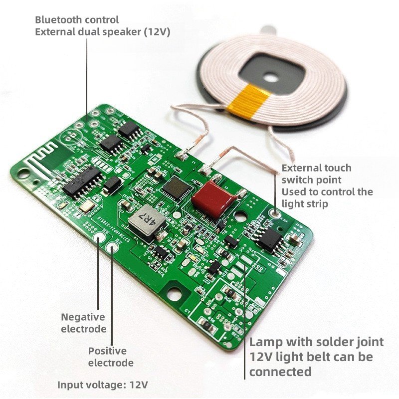 Smart bedside table BT audio touch light with usb output mobile phone wireless charging multi-in-one motherboard module