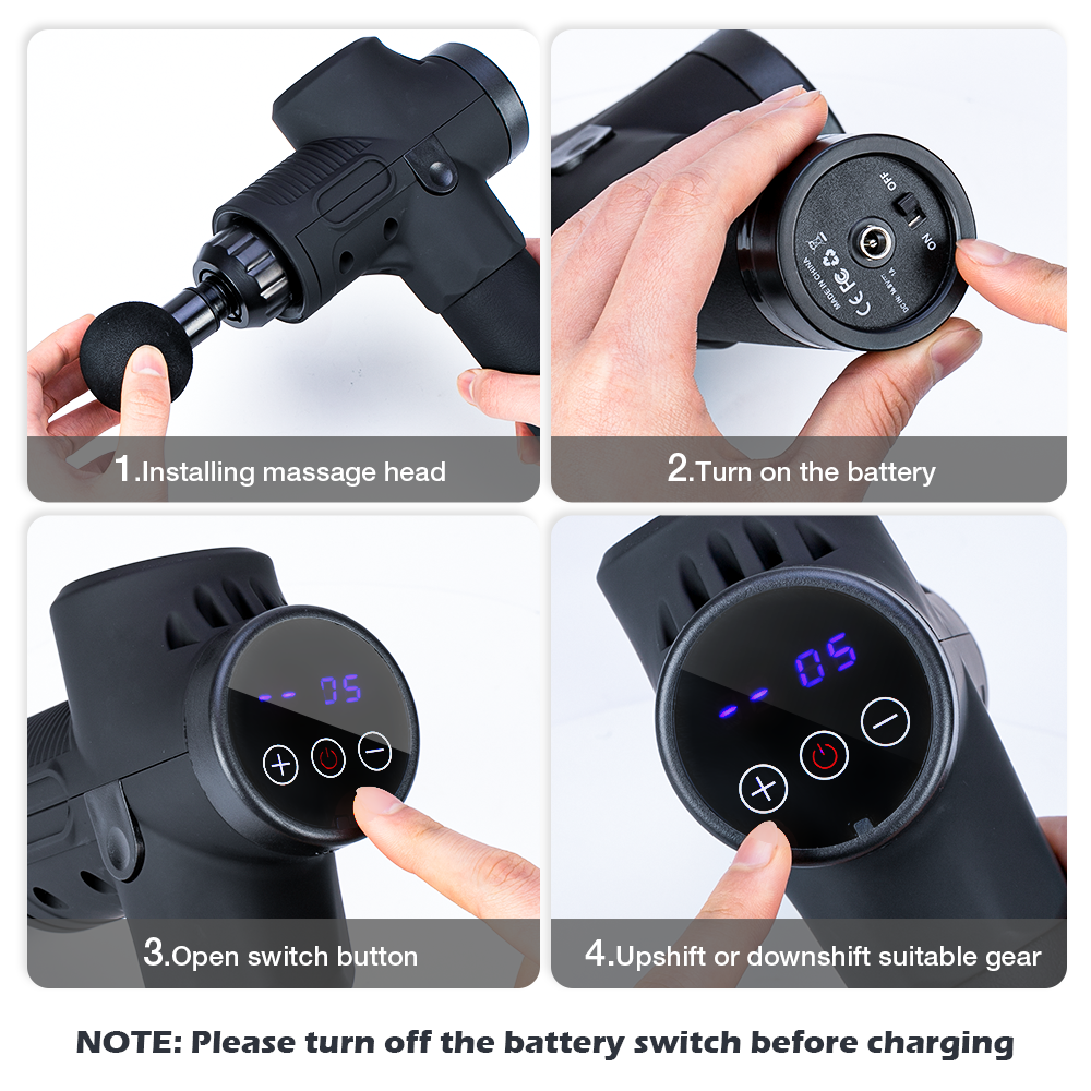 Gun Massage Machine 16Mm Mini Handheld Four Headed Accessories Hot Cold Massage-Gun