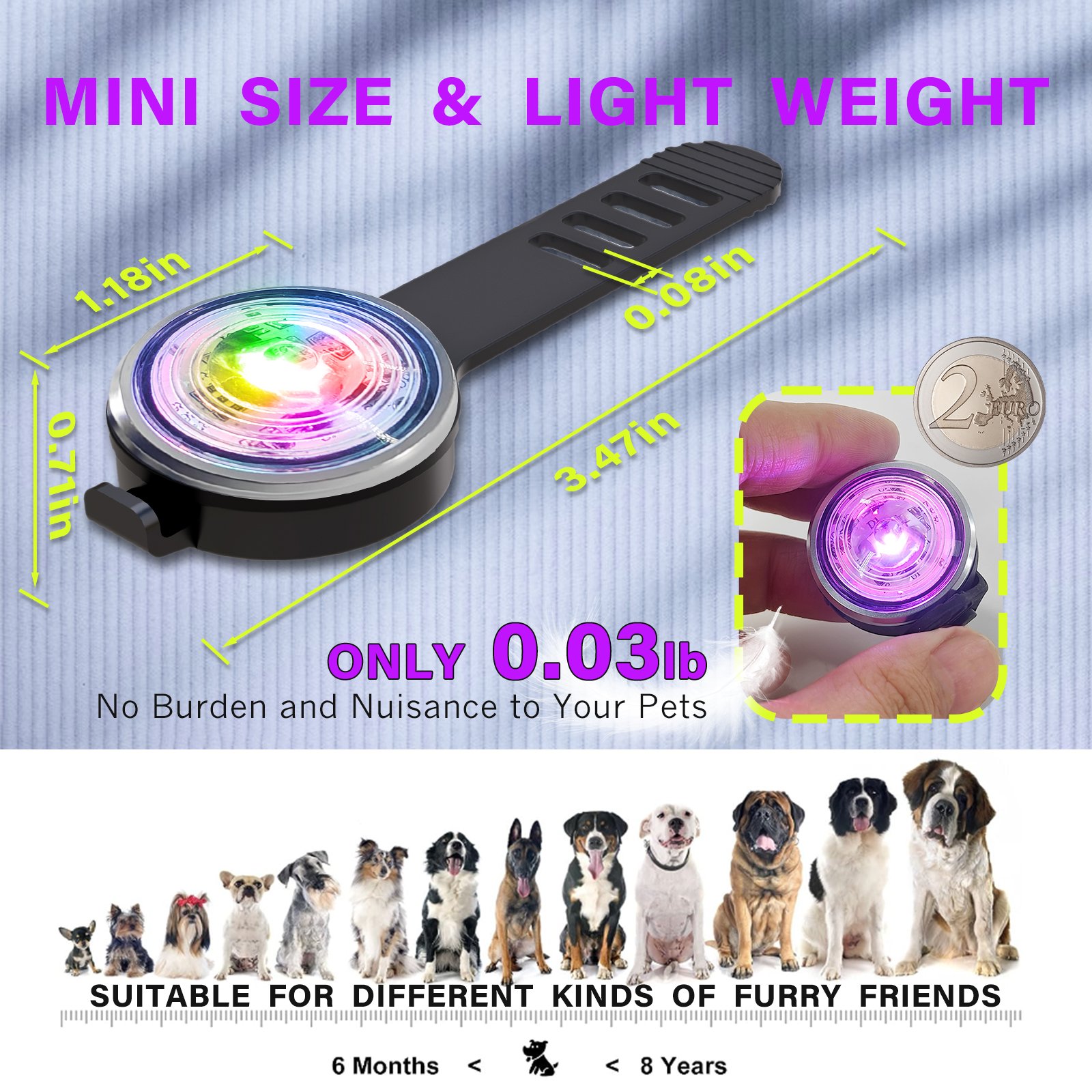 2025 New Rechargeable Waterproof Pet Accessories Pendant Light Night Walking Running Safety Warning LED Dog Collar Light