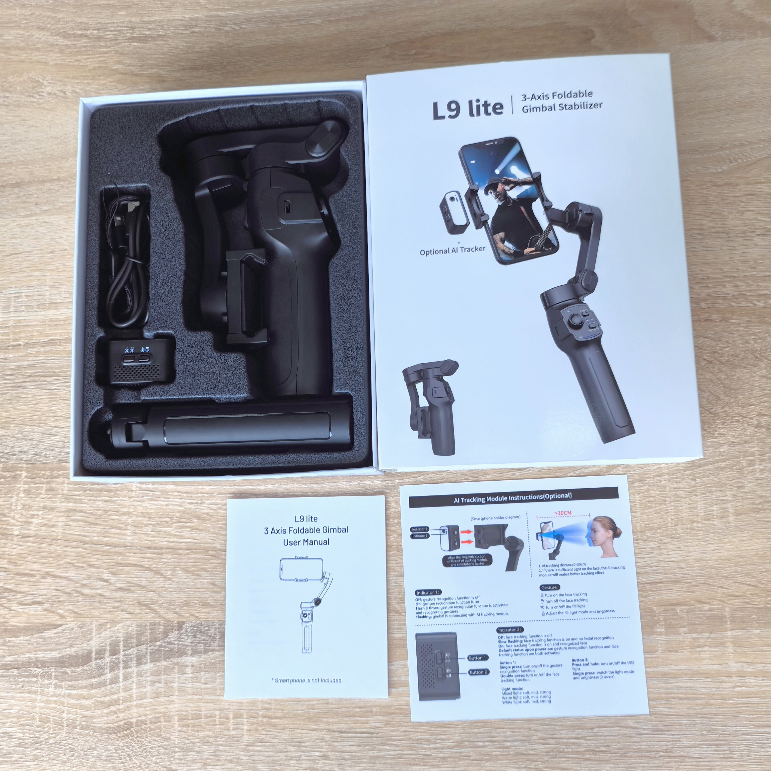 New gimbal with big tripod 3600 mAh battery foldable smartphone stabilizer face tracking phone holder for phone accessories