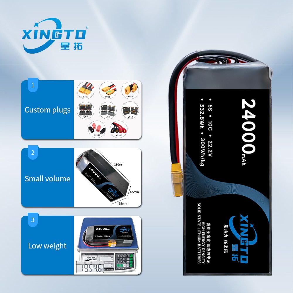 Factory Wholesale XINGTO 6S 24000mAh 22.2V 300Wh/kg 10C Lithium Ion Battery For Drone/UAV