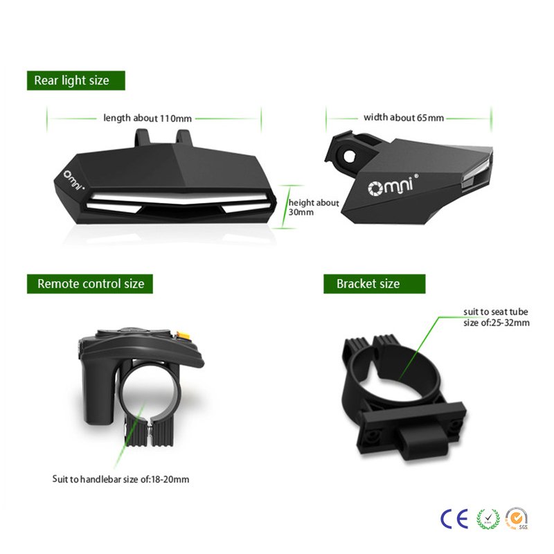 Omni Sharing Bicycle Remote Control Turn Left Tailright Accessories Bici Patineta Bluetooths Con Luz Smart Rear Bike Led Light