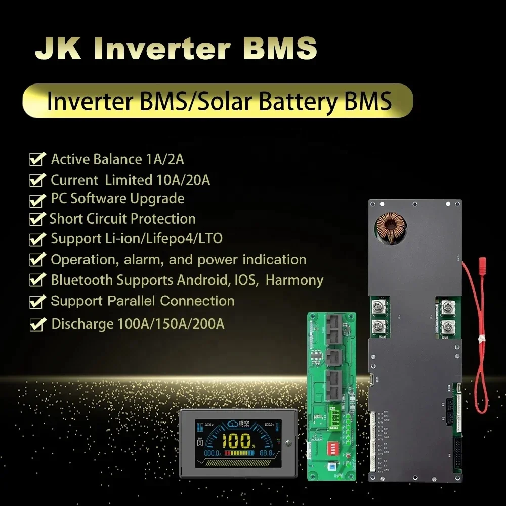JK PB2A16S20P BMS 2A Active Balance 16S 48v 100a 200a Lifepo4 Smart BMS solar Lifepo4 Battery Management System