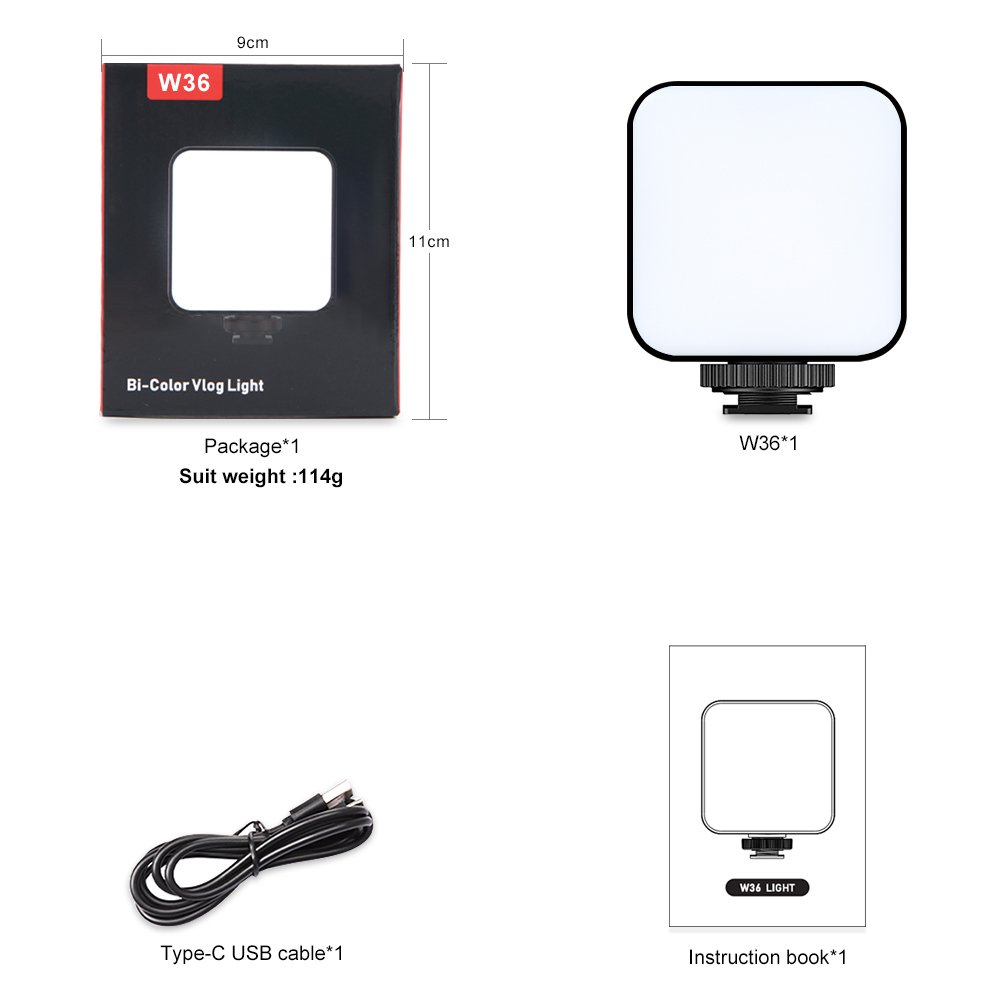Vloglite W36 pocket Photo Studio Accessories LED Photography Rechargeable LED Video Light camera lighting