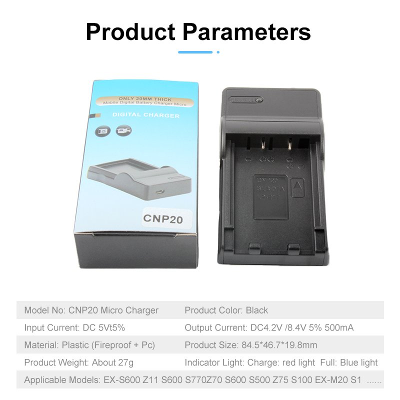 Exilim NP-20 CNP20 NP20 Battery USB Charger With Indicator Light Charger for Casio EX-M1 M2 EM20 M20U S100 S100WE Camera