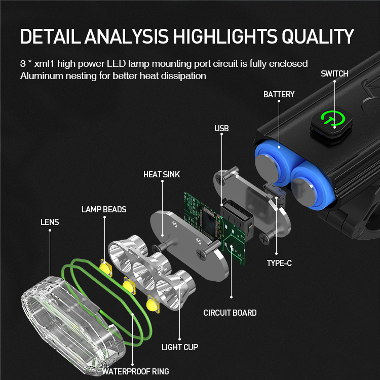 3 Lighting Mode LED Bicycle Accessories Light Waterproof Bike Safety Warning Cycling Bicycle Light