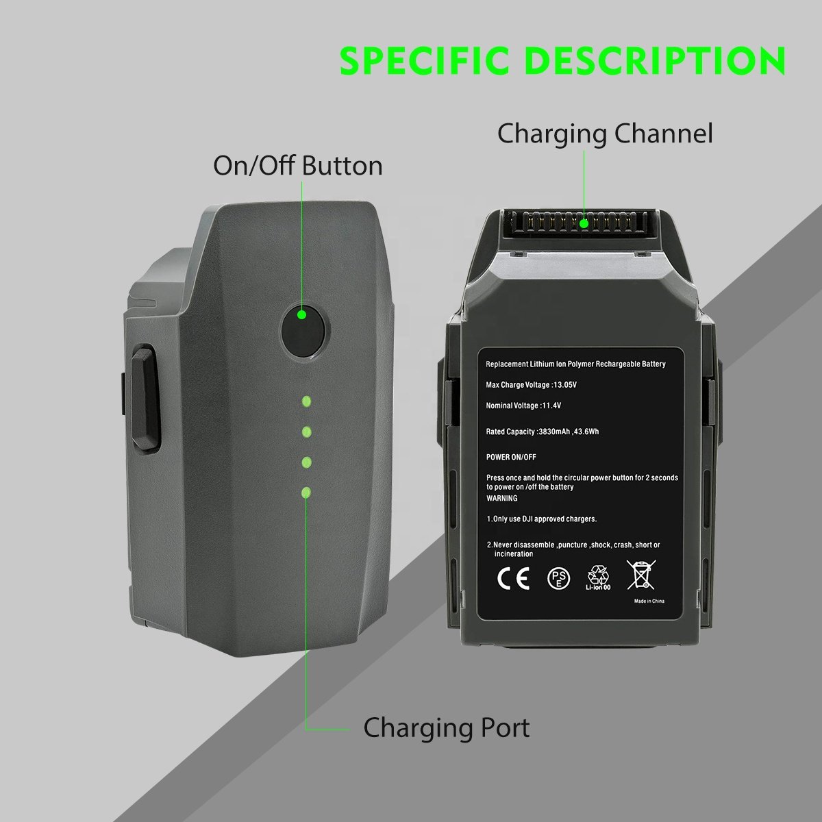3830mAh 11.4V Intelligent Drone Flight Batterie Mavic Pro Replacement Li-Po Battery for DJI Mavic Pro Accessories