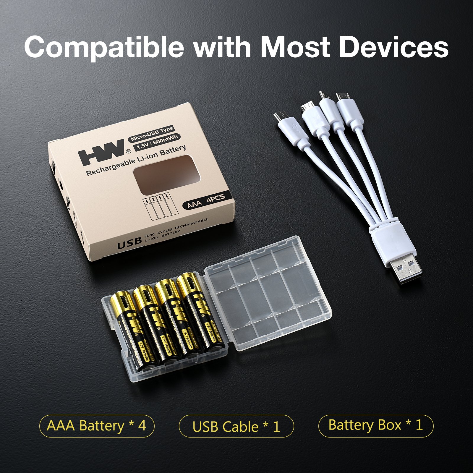 Tiger Head Battery USB battery rechargeable 600mWh AAA Rechargeable li-ion battery