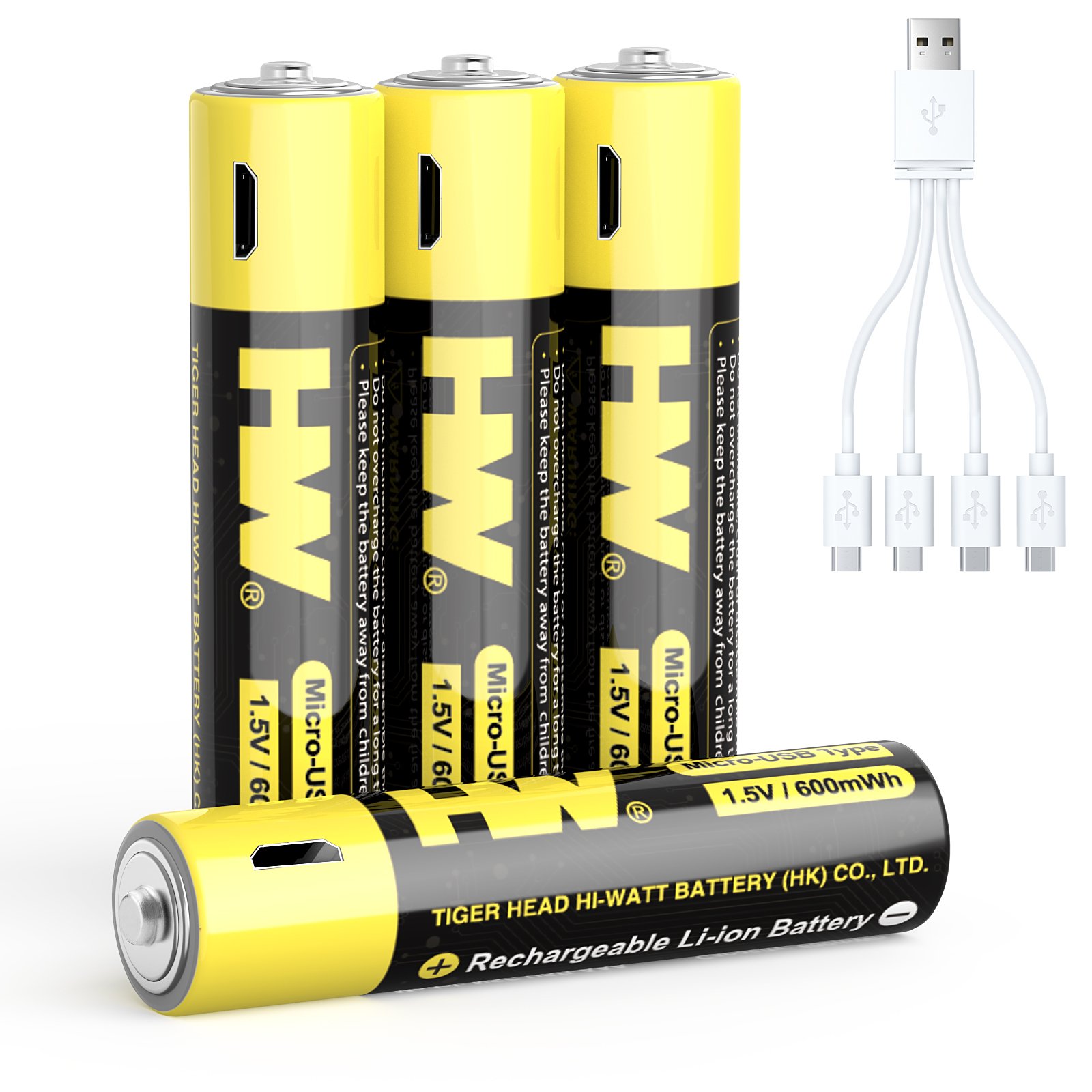 Tiger Head Battery USB battery rechargeable 600mWh AAA Rechargeable li-ion battery