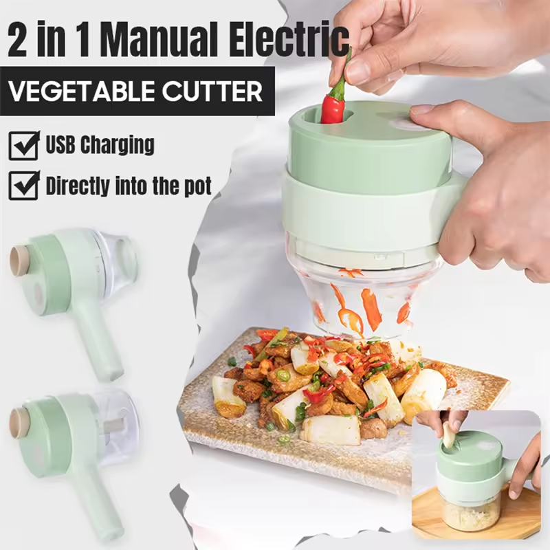 Kitchen Accessories Portable 4 in 1 Vegetable Cutter set Electric slicer gadgets Garlic blender Multifunction Vegetable Cutter