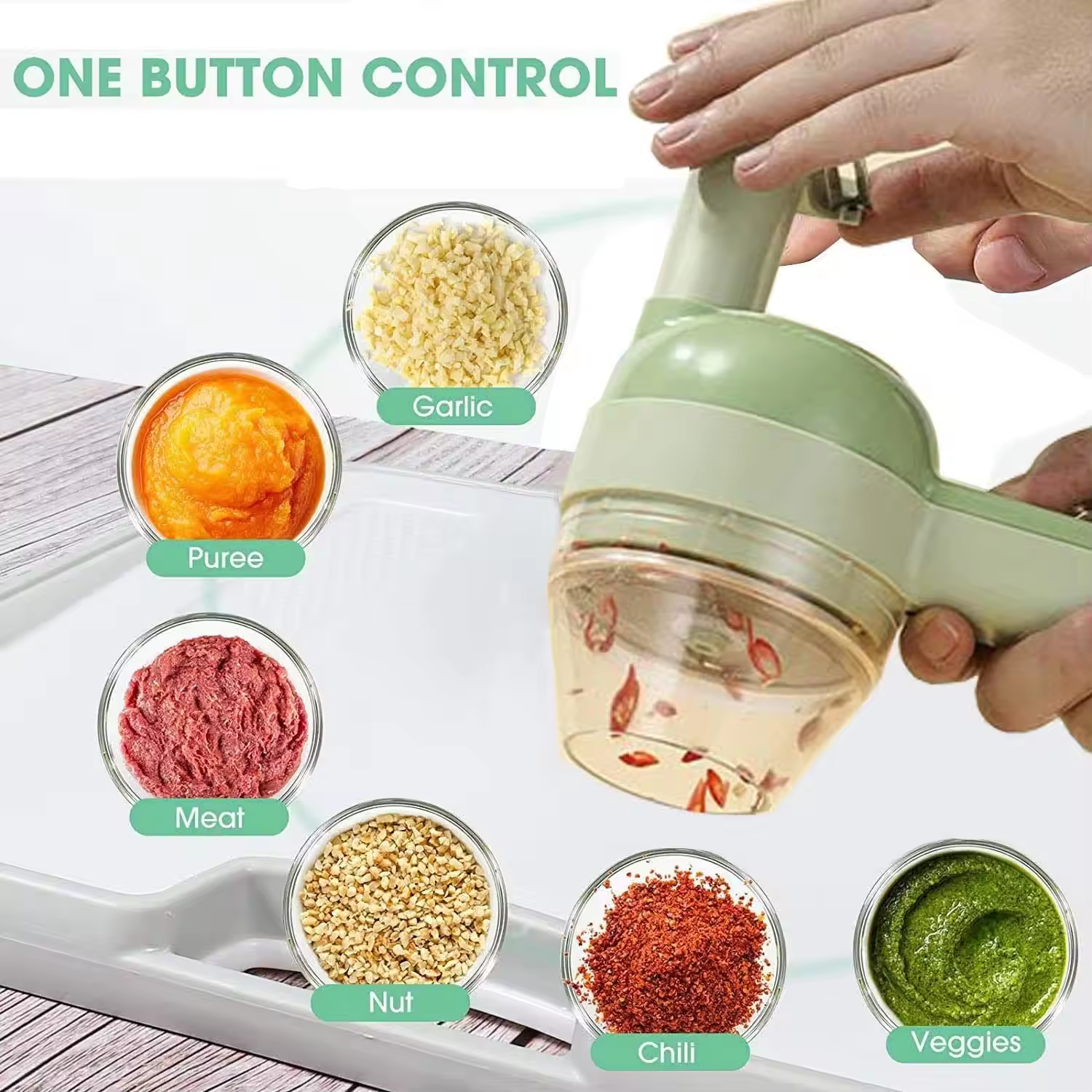 Kitchen Accessories Portable 4 in 1 Vegetable Cutter set Electric slicer gadgets Garlic blender Multifunction Vegetable Cutter