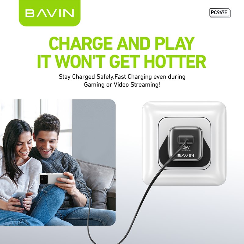 BAVIN PC967E factory wholesale qc3.0 20w usb fast charging mobile phone charger with cable
