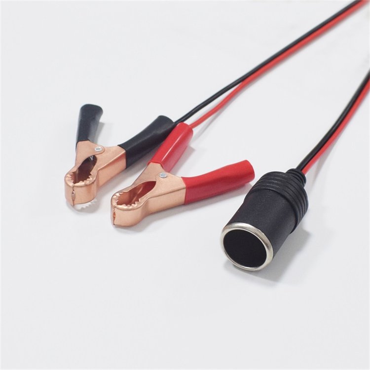 12V24V Car Cigarette Lighter Female Socket to Alligator Clip Extension Cable 18AWG Crocodile Clips Power Cable 3.28ft/1m