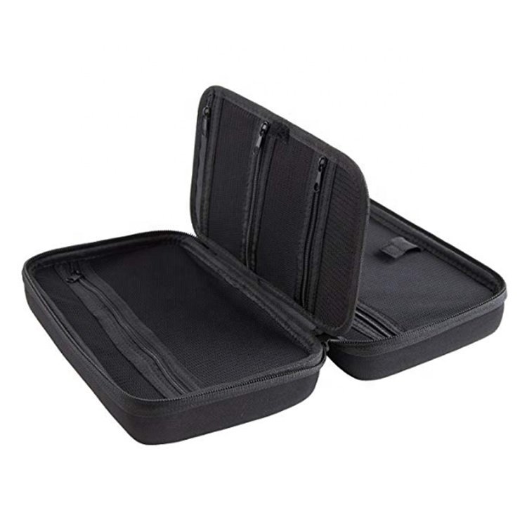 Black EVA External Hard Drive Charger Battery Power Bank Portable Carrying Case Travel Accessories Electronic Organizer Bag