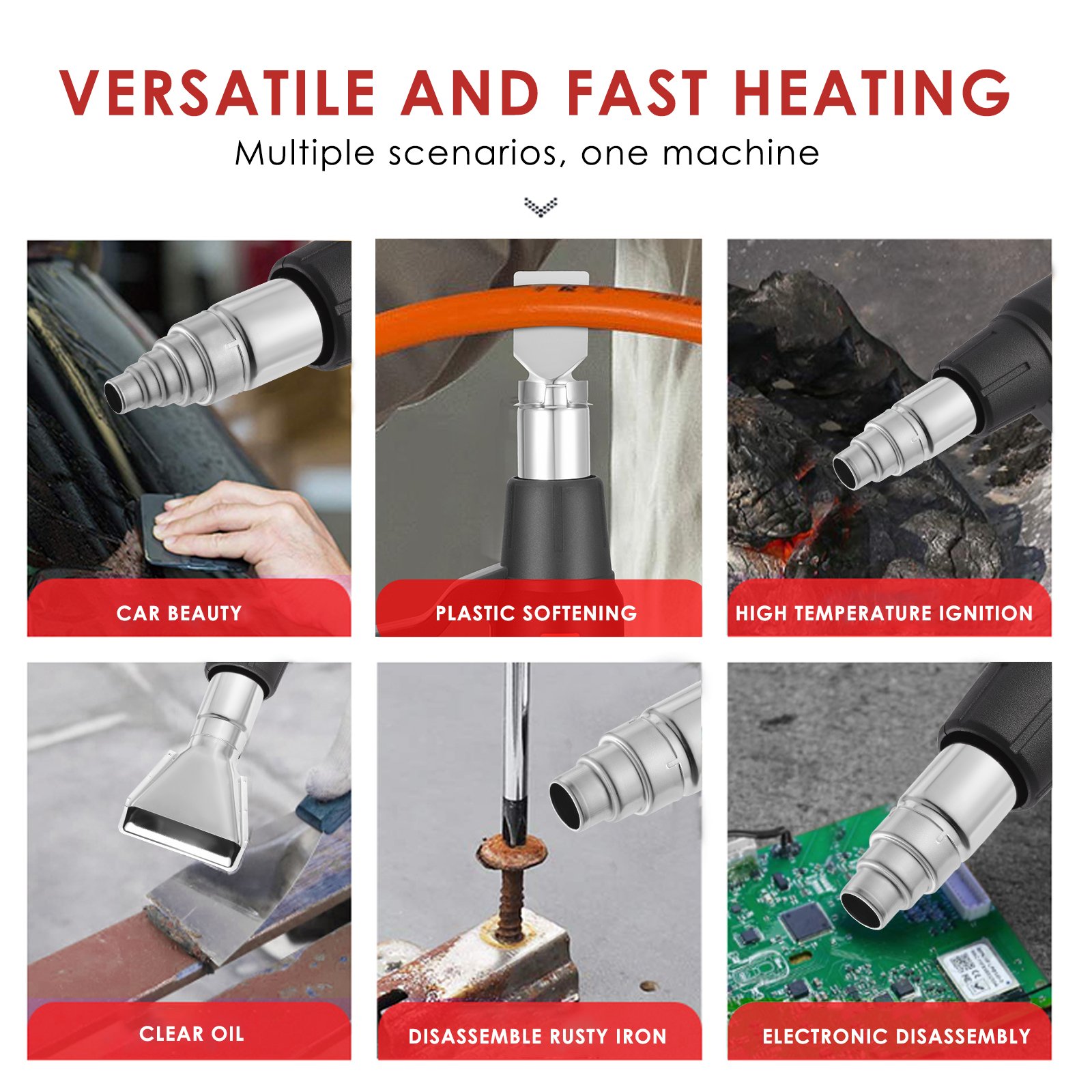New Product Heat 500 Degree 500W Wireless Accessory Tip Vinyl Wrap And Soldering Kit Temperature Hot Air Gun Variable