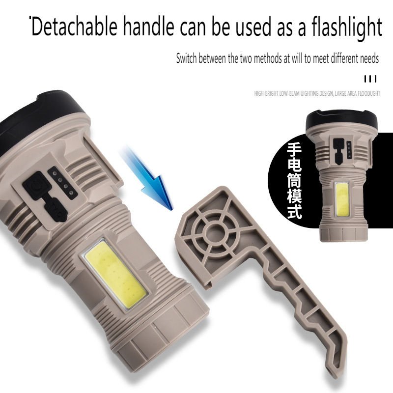 New Super Bright Long Range Cob Spotlight Portable 7 Light Modes Abs Usb Rechargeable Led Torch Tactical Flashlight Search Light