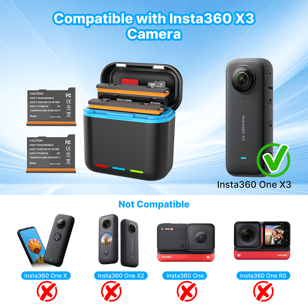 1800mAh Battery For Insta360 ONE X3 Battery Portable Charger For Insta360 ONE X3 Batteries Action Accessories